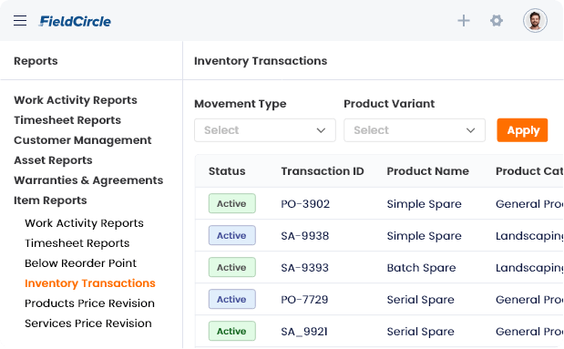 Inventory and Spare Parts Reporting