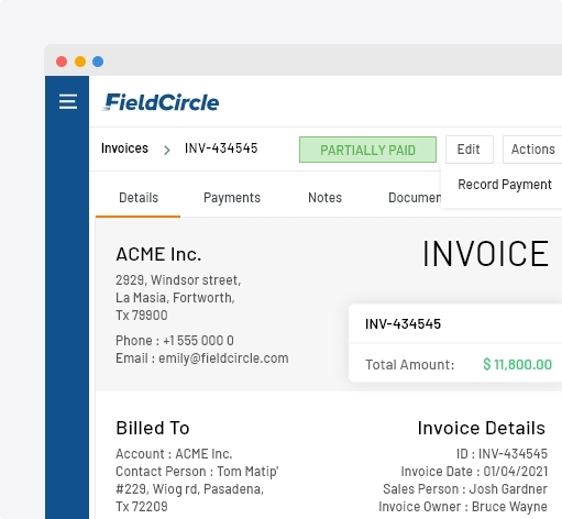 Invoices in facility maintenance software