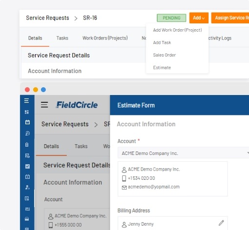 Service requests and tickets in facility management system