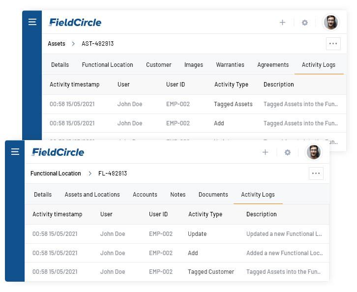 Asset movement and tracking with field service crm